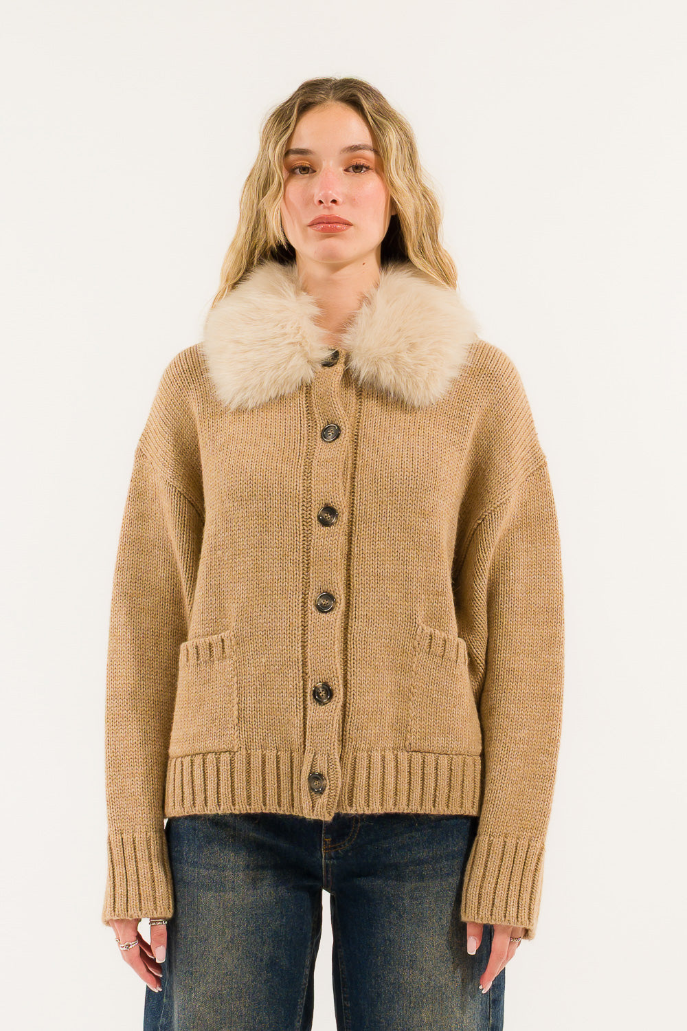 BOMBER COLLO PELLICCIA SINTETICA