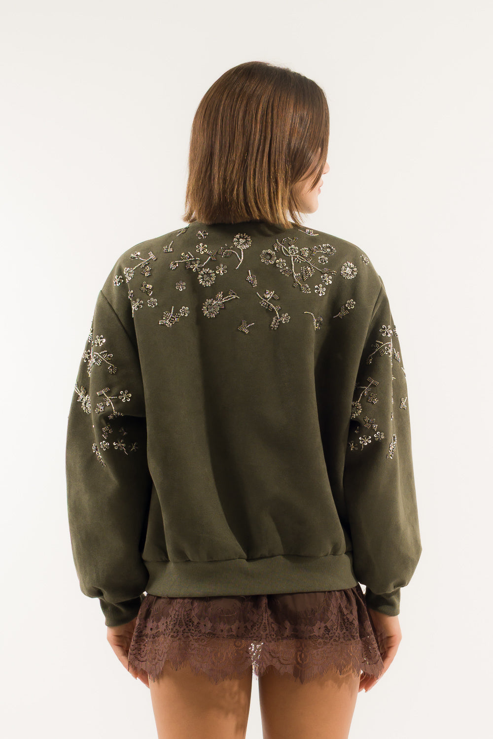 BOMBER SUEDE RICAMI
