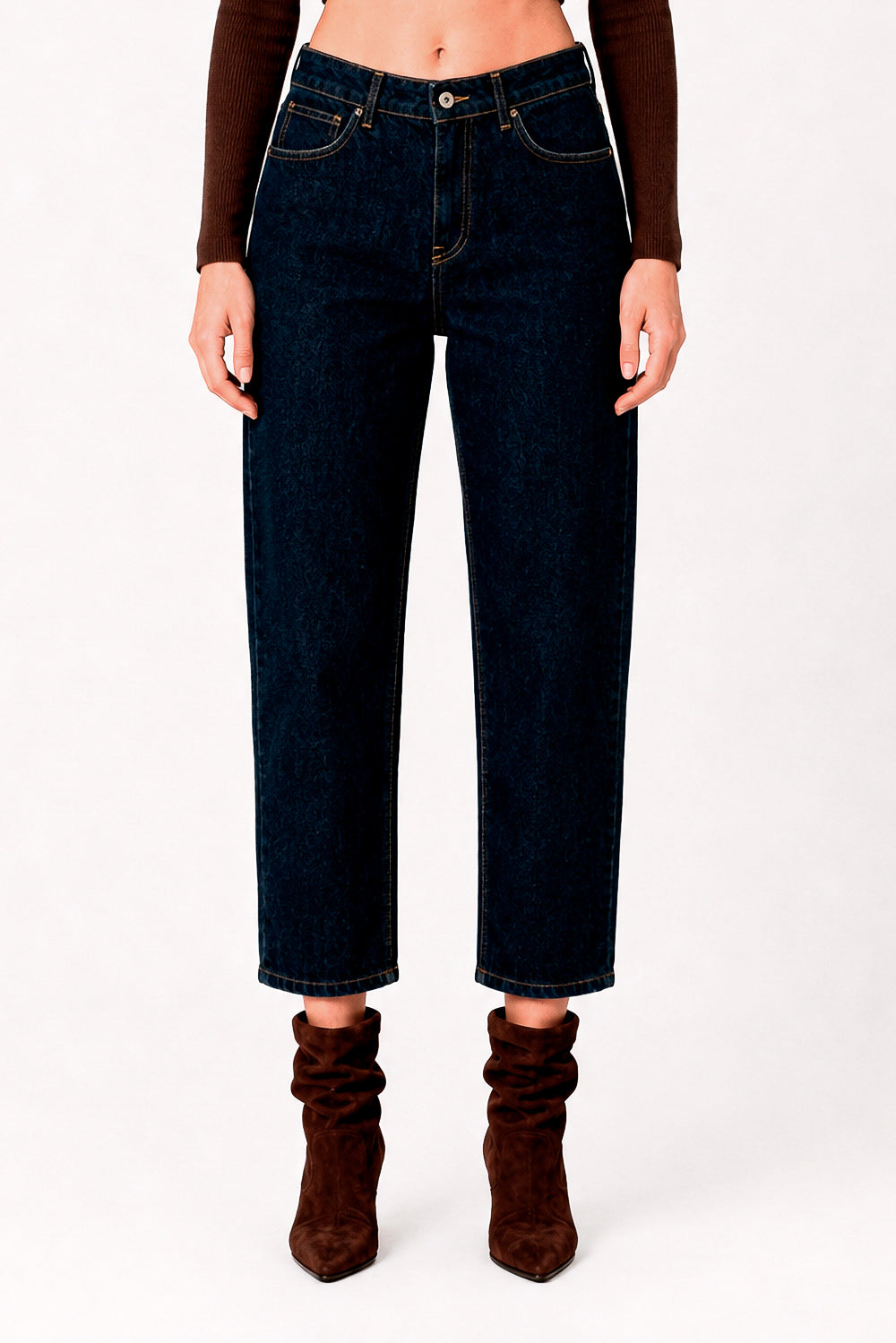 JEANS "ANANAS" SLIM CROPPED VITA ALTA