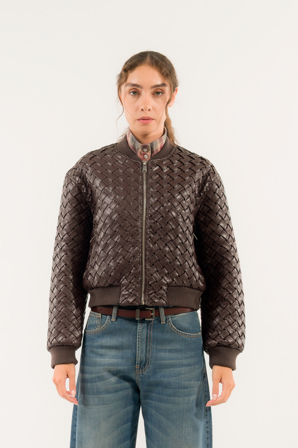 BOMBER INTRECCIATO ECOPELLE