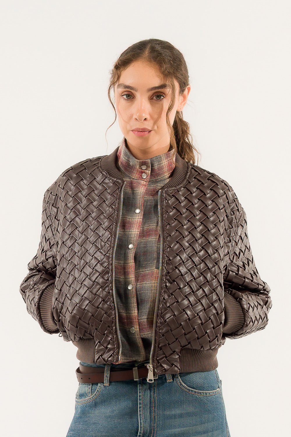 BOMBER INTRECCIATO ECOPELLE