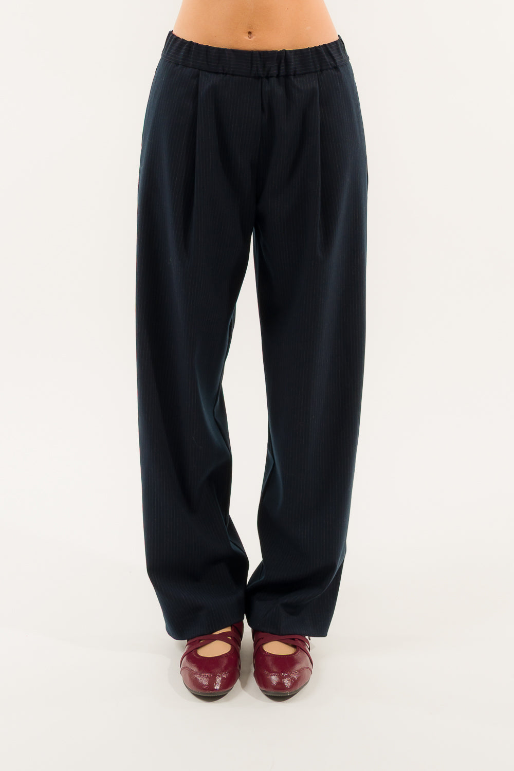 PANTALONE PINCES GESSATO ELASTICATO