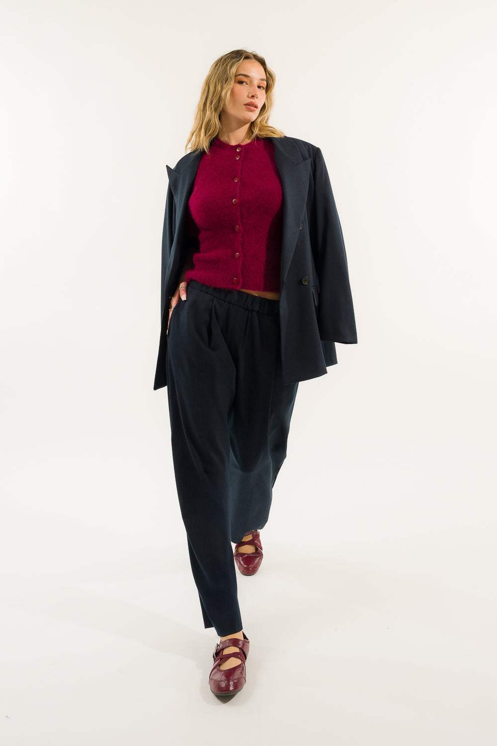 PANTALONE PINCES GESSATO ELASTICATO