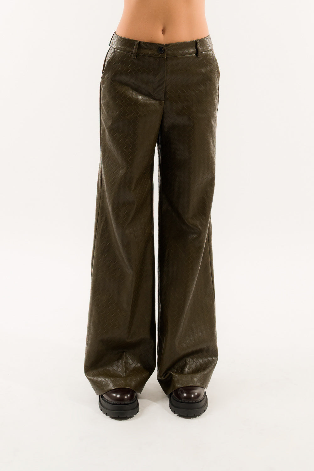 PANTALONE ECOPELLE INTRECCIATA