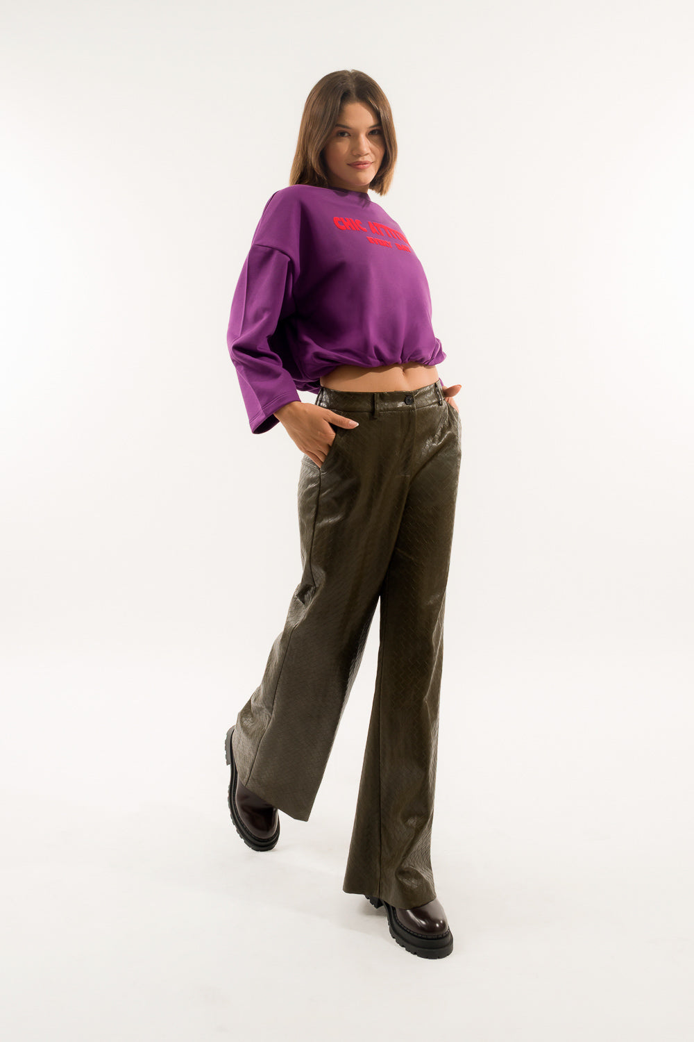 PANTALONE ECOPELLE INTRECCIATA
