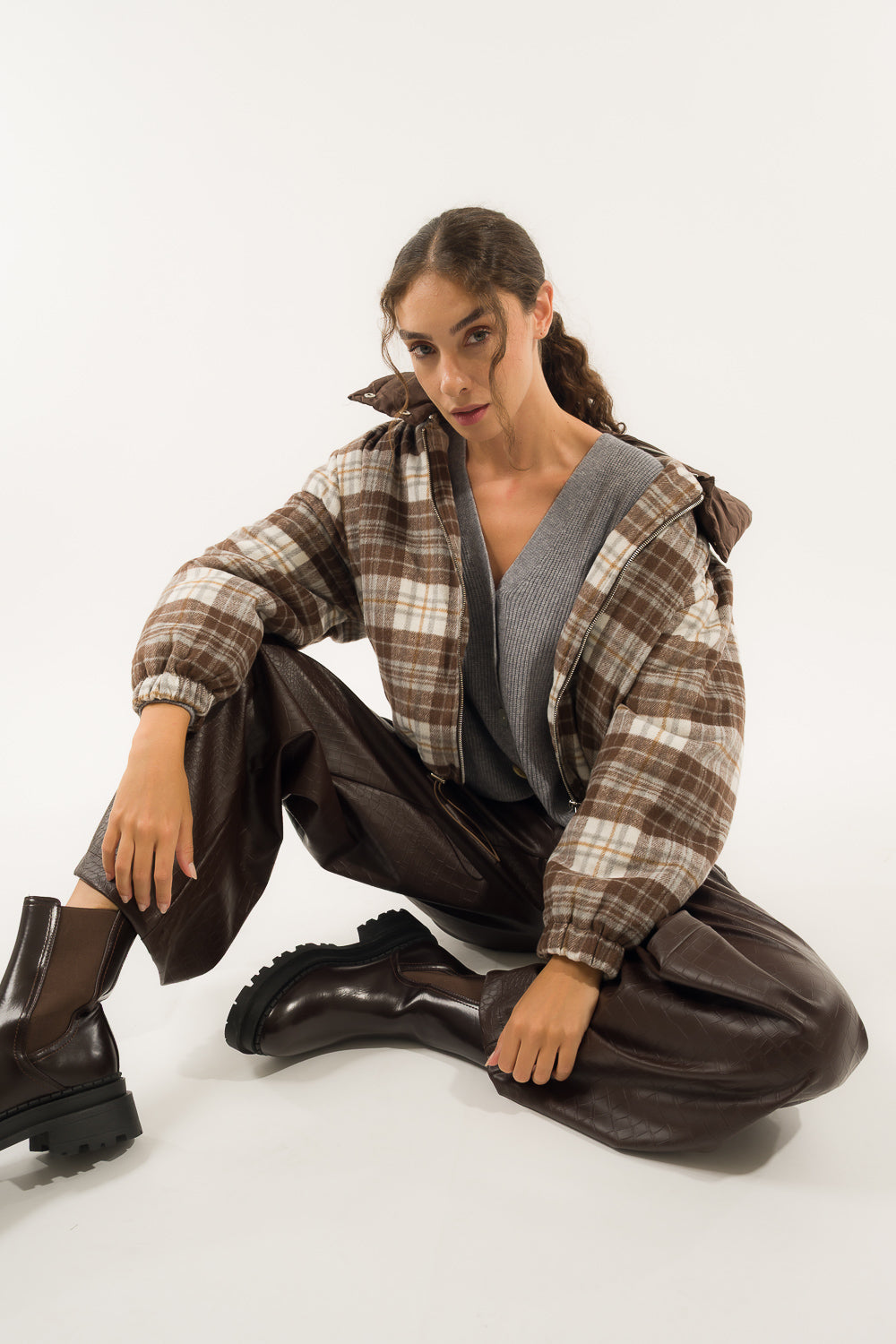 BOMBER CHECK CAPPUCCIO IMBOTTITO