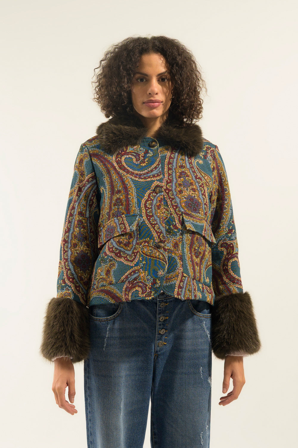 GIUBBOTTO JACQUARD+PELLICCIA