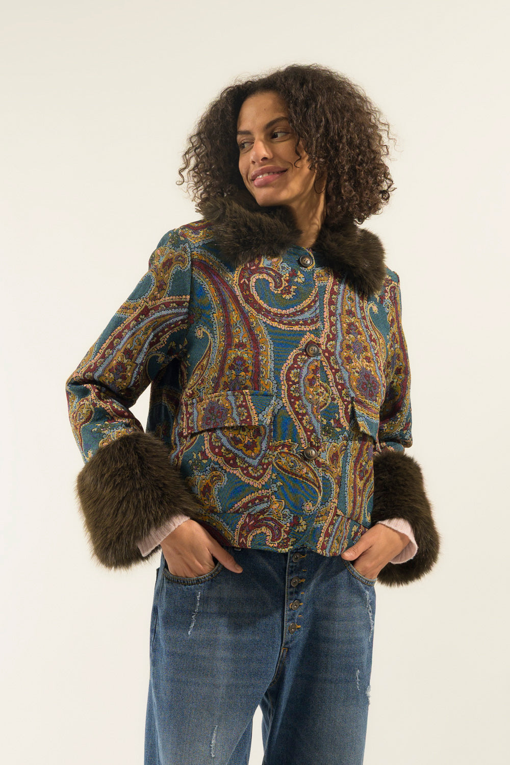 GIUBBOTTO JACQUARD+PELLICCIA