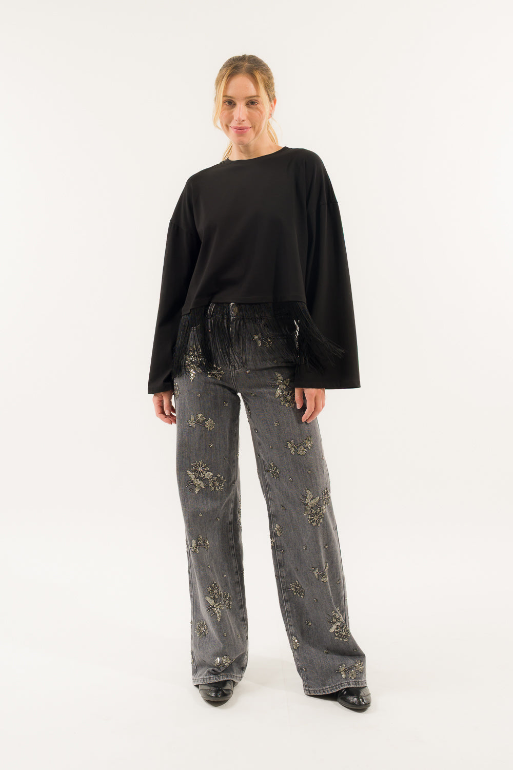 DENIM RICAMO FIORI